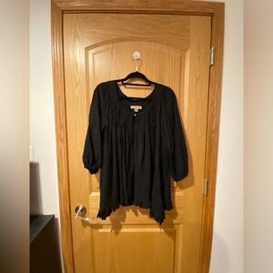 Nine West Vintage America Black Peasant Blouse - Lightweight Women's Top M